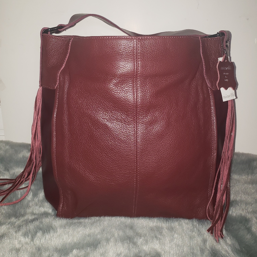 Minelli Bordo Leather Shoulder Bag
